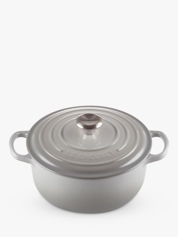 Le Creuset Signature Cast Iron Round Casserole, Mist Grey, 24cm
