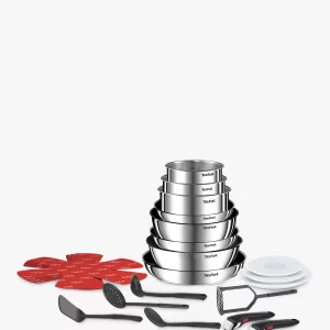 Tefal Ingenio Emotion Stainless Steel Pans, Lids & Utensils Set, 22 Piece